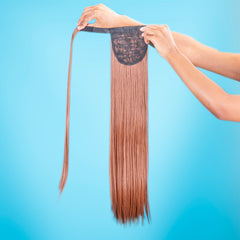 Clip in Ponytail Extension Wrap Around Long Straight Pony Tail Hair 28 Inch Synthetic Hairpiece - Various colors
