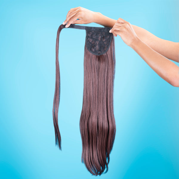 Clip in Ponytail Extension Wrap Around Long Straight Pony Tail Hair 28 Inch Synthetic Hairpiece - Various colors