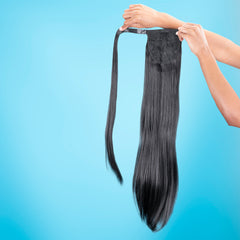 Clip in Ponytail Extension Wrap Around Long Straight Pony Tail Hair 28 Inch Synthetic Hairpiece - Various colors