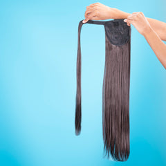 Clip in Ponytail Extension Wrap Around Long Straight Pony Tail Hair 28 Inch Synthetic Hairpiece - Various colors