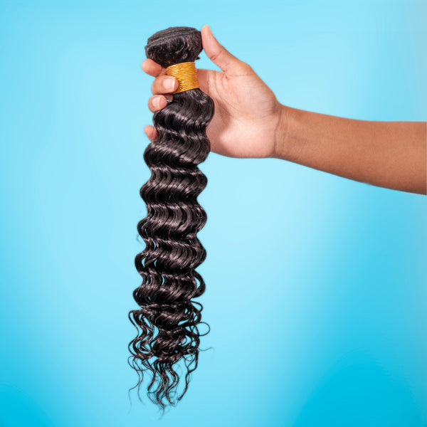 Brazilian Deep Wave Hair Bundles 100% Unprocessed Virgin Brazilian Human Hair Natural Color Weave Bundles Human Hair (10 12 14)