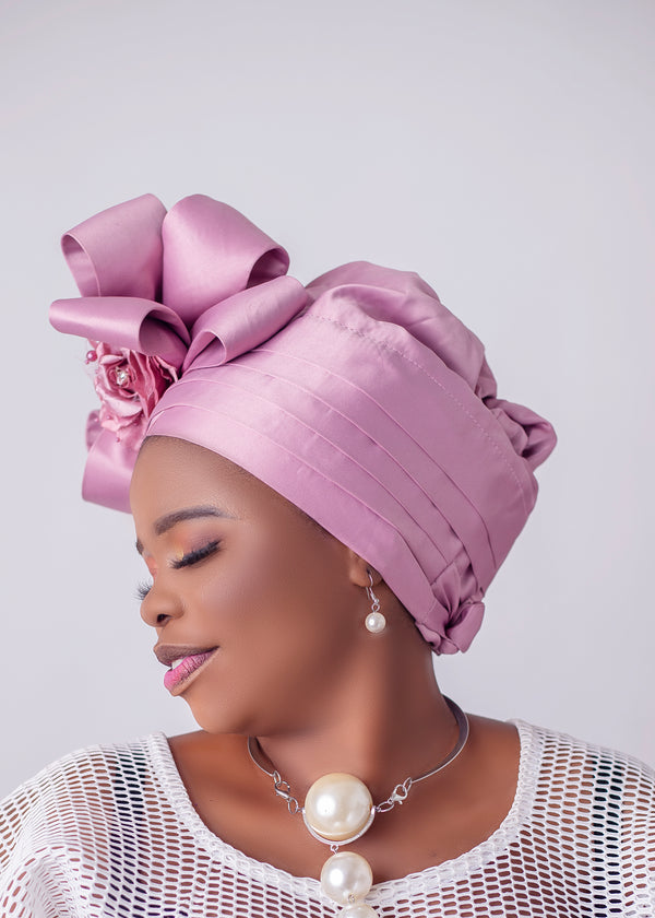 African/Nigerian Style Lilac Auto Gele Tuban Head Wrap