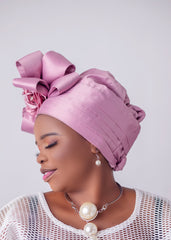 African/Nigerian Style Lilac Auto Gele Tuban Head Wrap