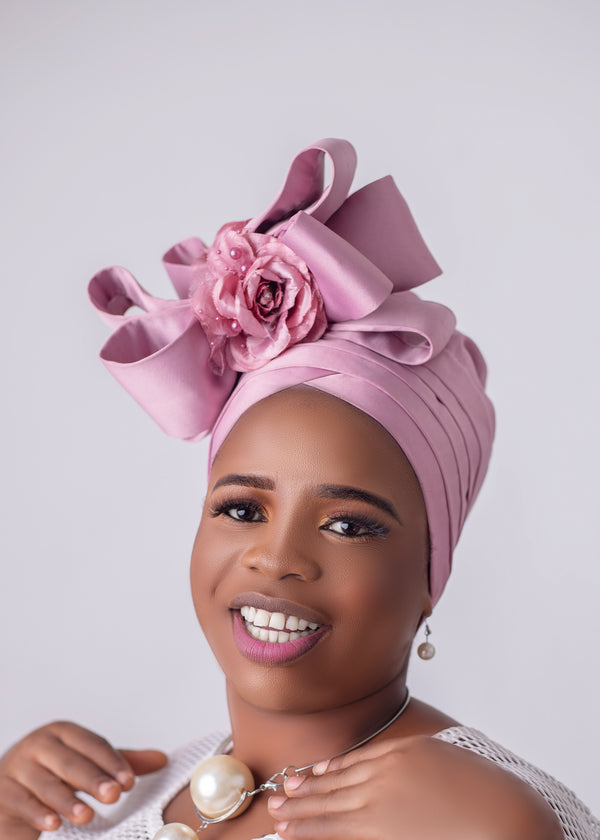 African/Nigerian Style Lilac Auto Gele Tuban Head Wrap