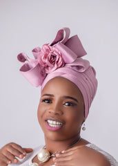 African/Nigerian Style Lilac Auto Gele Tuban Head Wrap