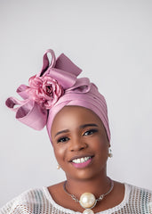 African/Nigerian Style Lilac Auto Gele Tuban Head Wrap